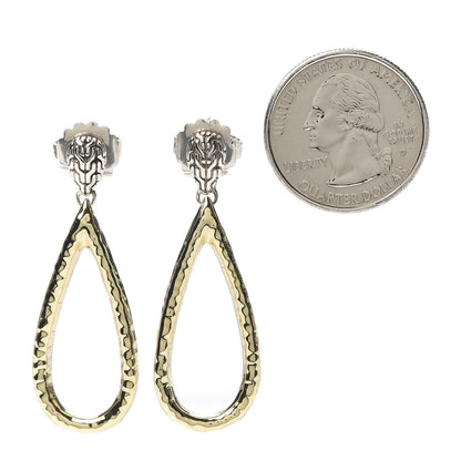 John Hardy Sterling Silver 18K Yellow Gold Hammered Drop Earrings 2 of 4