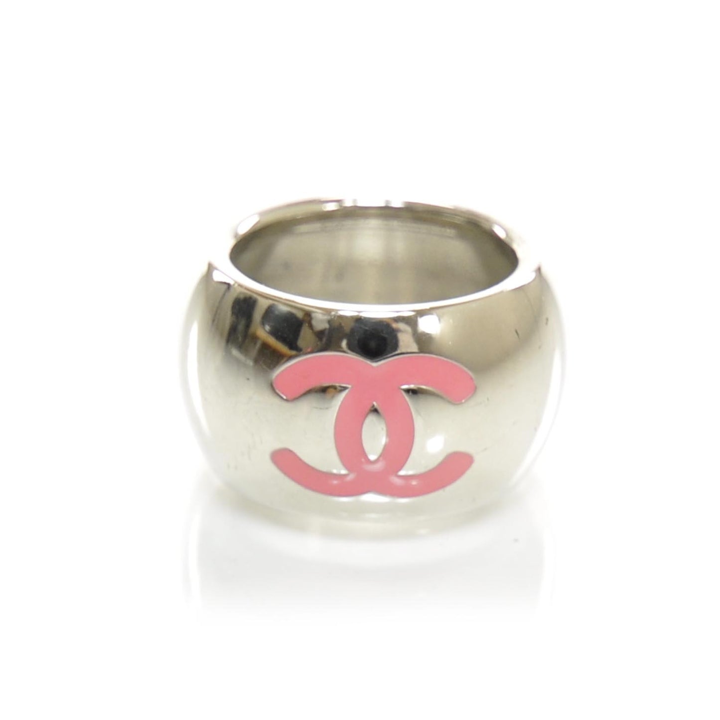 CC Heart Scarf Ring Silver and Pink
