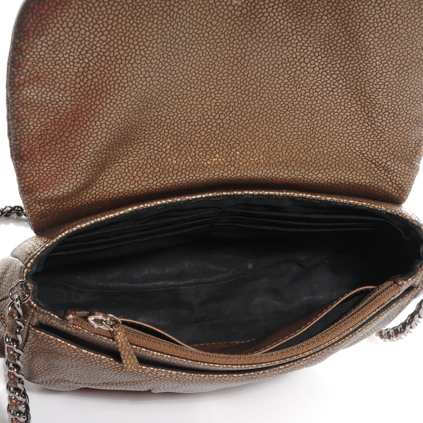 Metallic Caviar Half Moon Wallet On Chain WOC Bronze