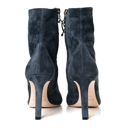 Jimmy Choo Cashmere Suede Daize 85 Lace Up Booties 39 Stormy Blue 6 of 9