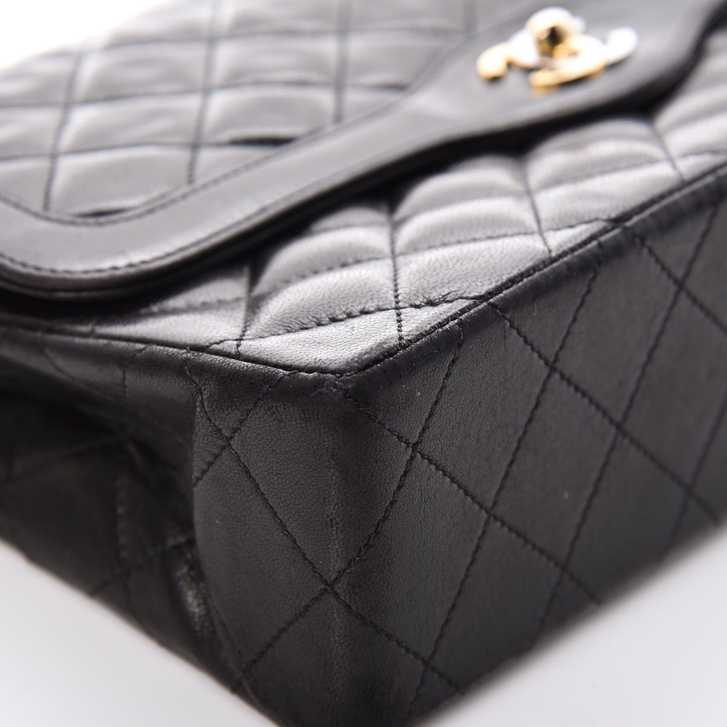 Lambskin Quilted Medium Double Flap Black
