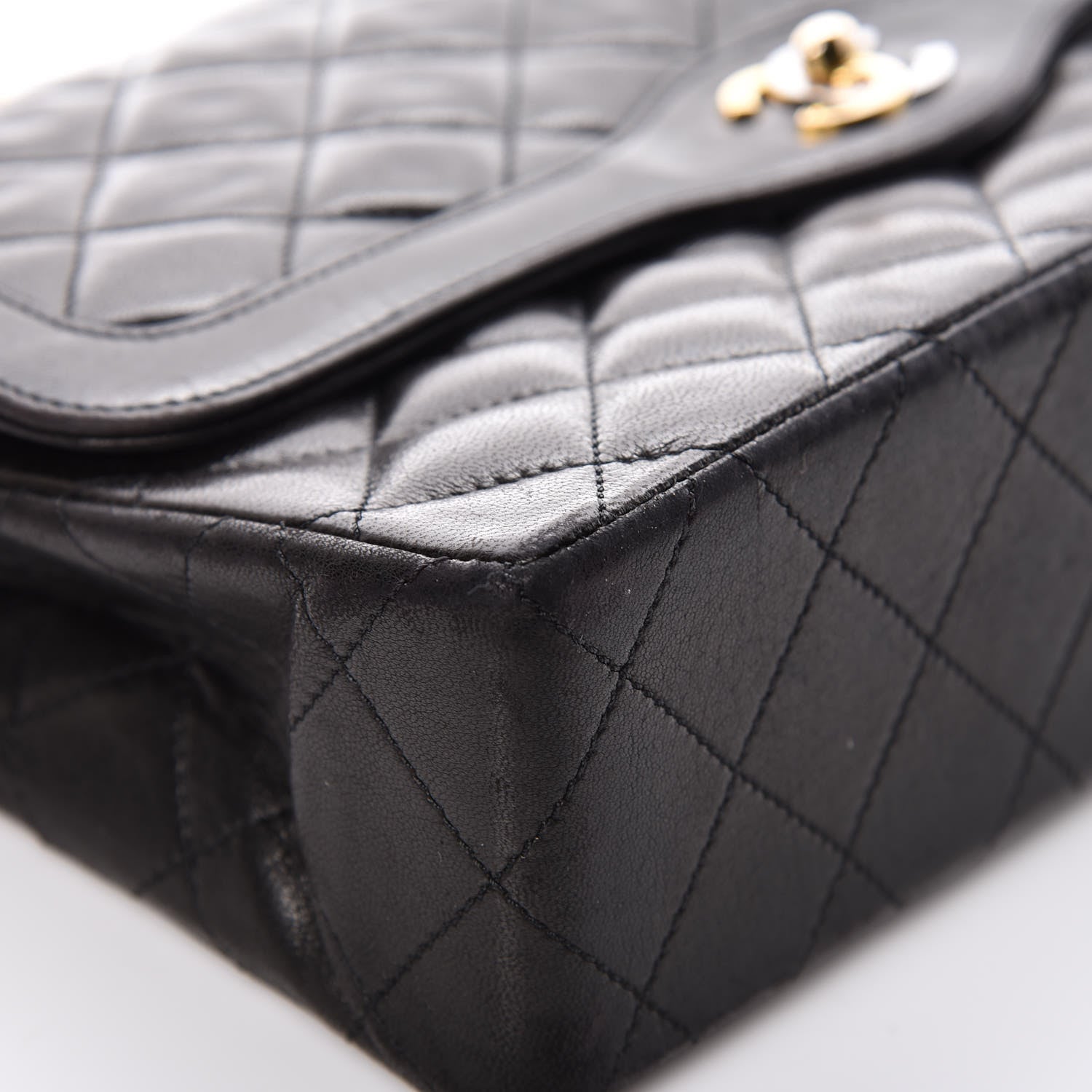 Chanel Lambskin Quilted Medium Double Flap Black 14 of 19