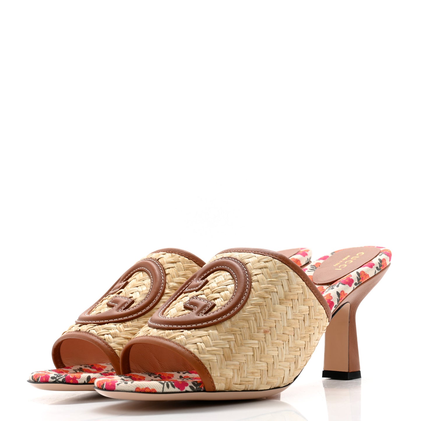 Raffia Malaga Kid Interlocking G Sandals 39.5 Natural