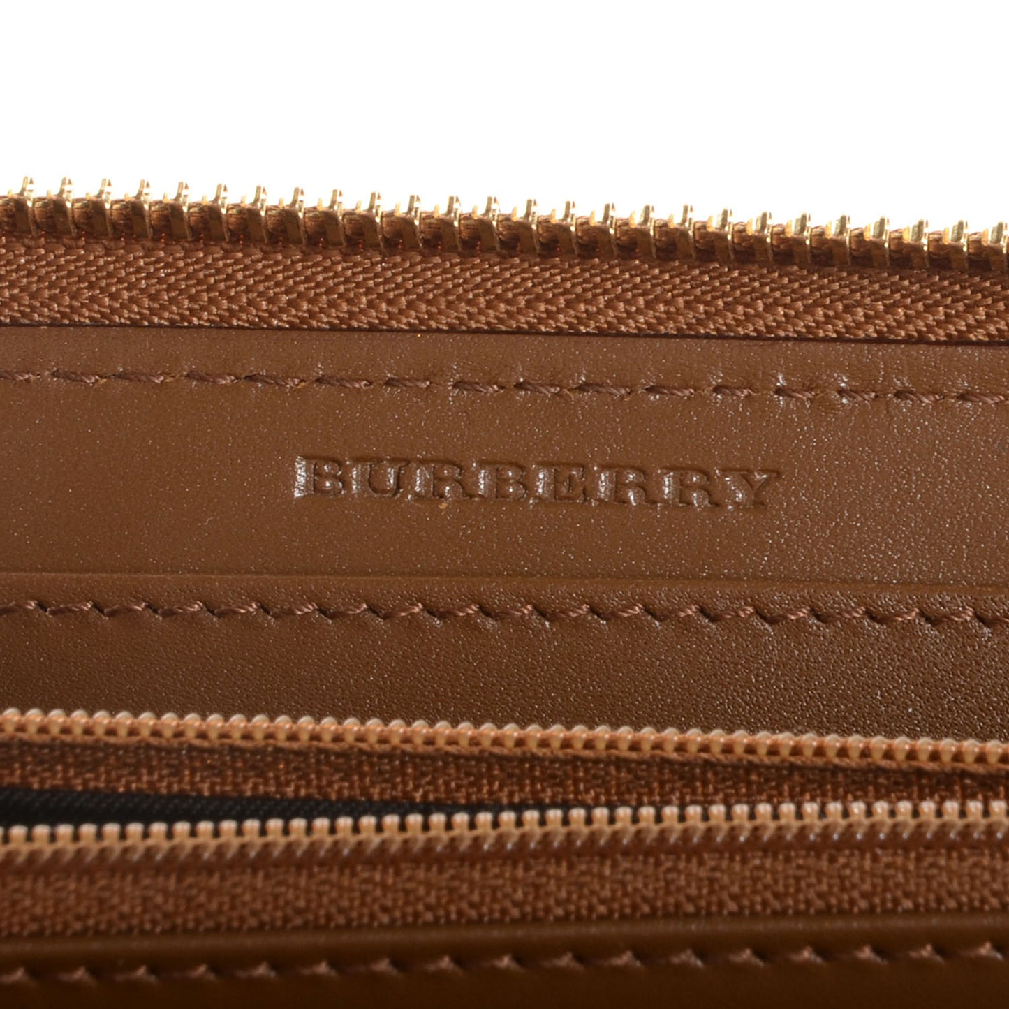 Stitched Leather Large Ziggy Zip Around Wallet Toffee