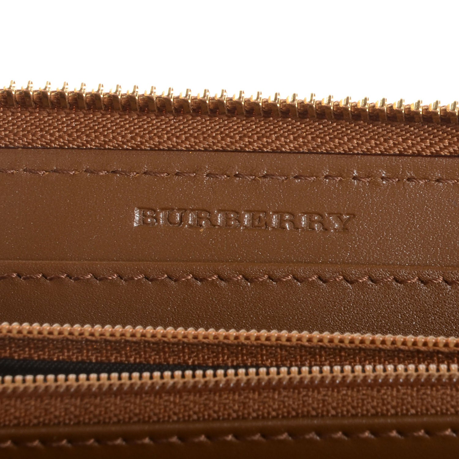 Burberry Stitched Leather Large Ziggy Zip Around Wallet Toffee 6 of 8
