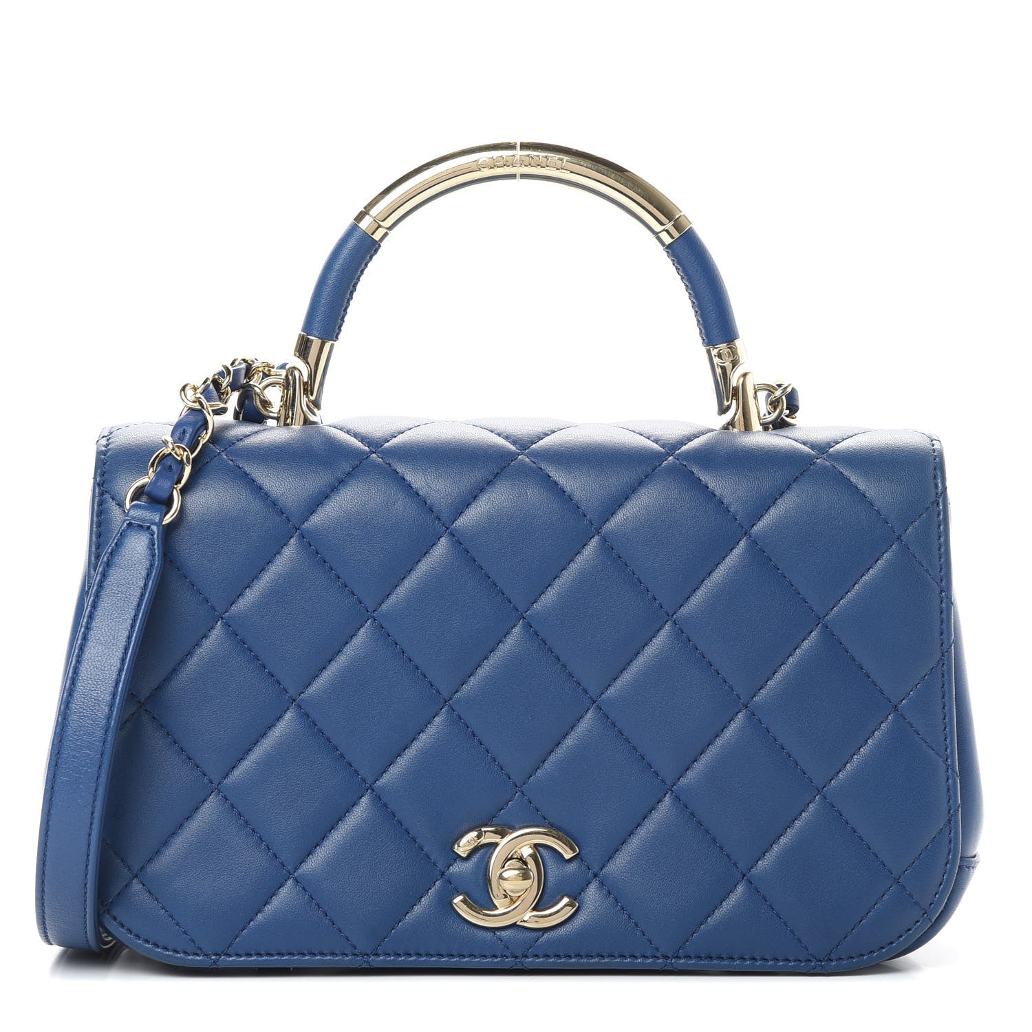 Chanel Lambskin Small Carry Chic Flap Blue 1 of 16