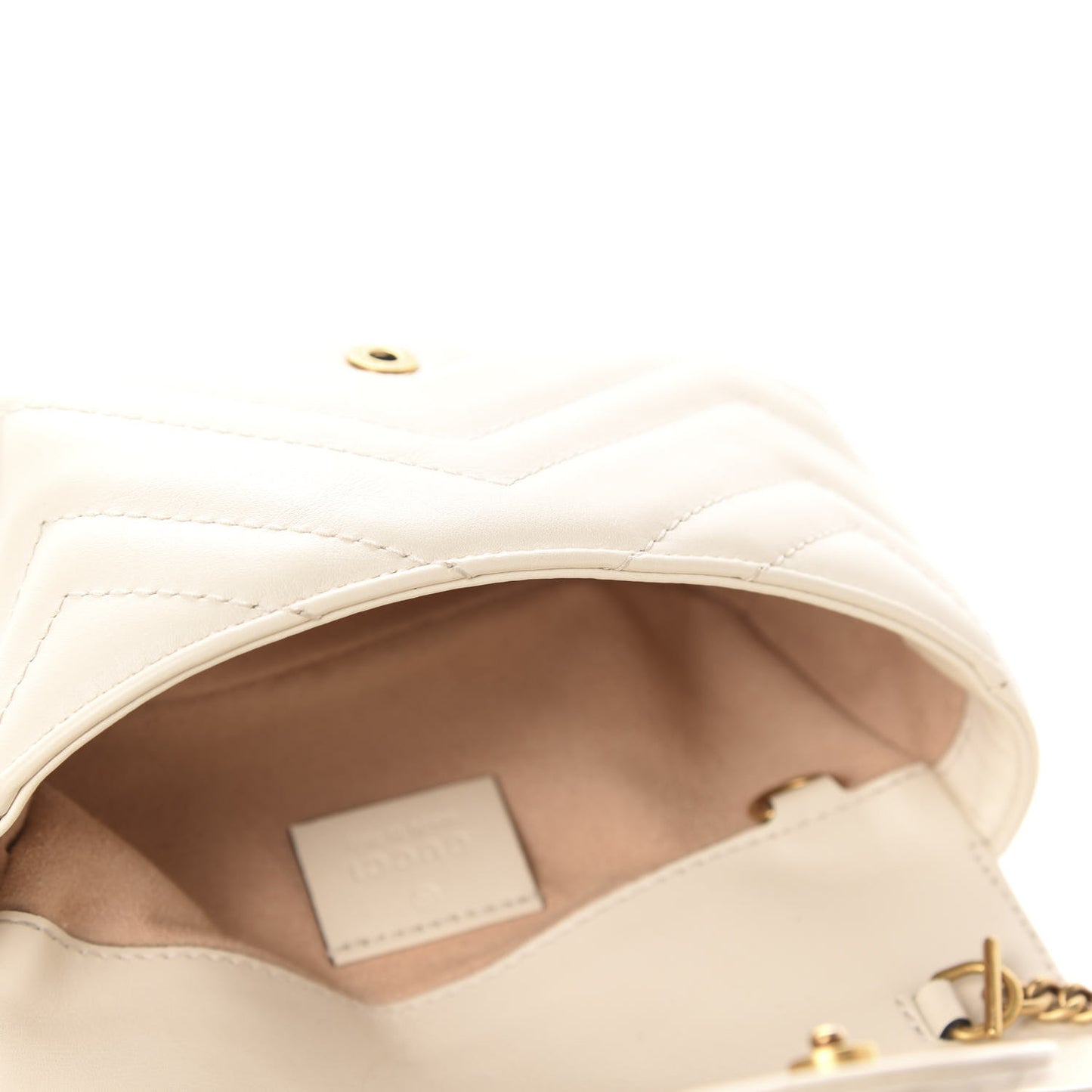 Calfskin Matelasse Super Mini GG Marmont Shoulder Bag White