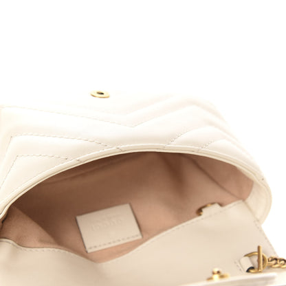 Gucci Calfskin Matelasse Super Mini GG Marmont Shoulder Bag White 5 of 11