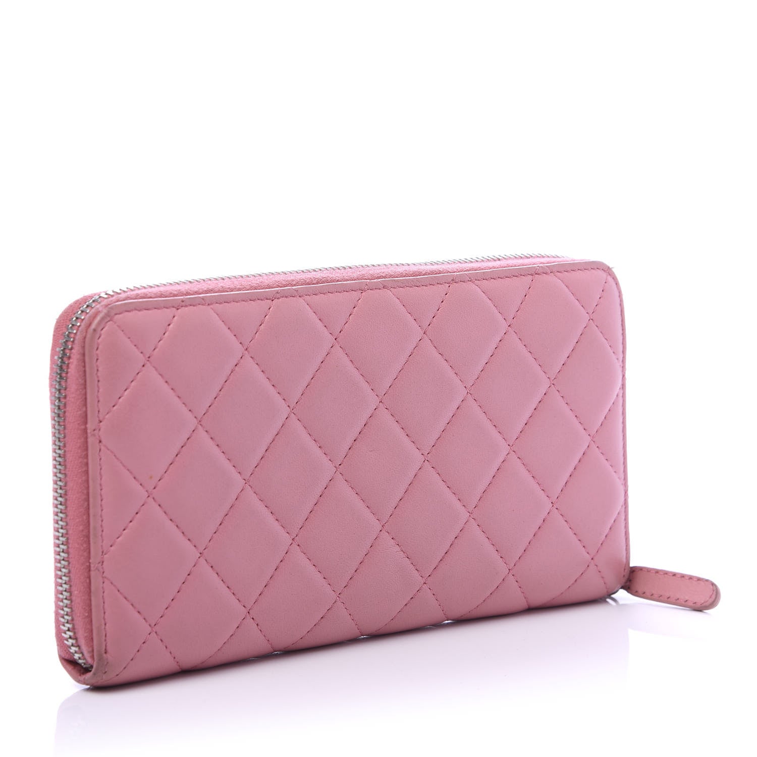 Chanel Lambskin Quilted Large Gusset Zip Around Wallet Light Pink 3 of 12