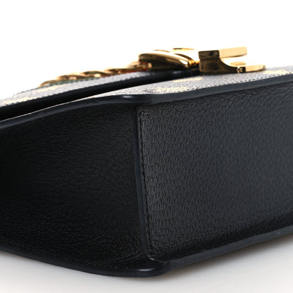 Gucci Textured Calfskin Bee Star Print Small Sylvie Shoulder Bag Black 9 of 11