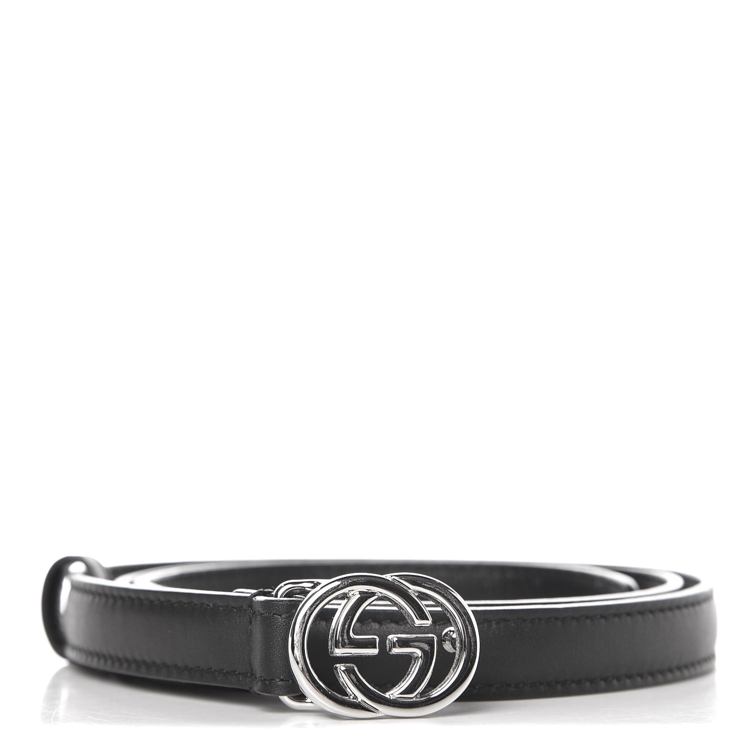 Gucci Moon Calfskin Nickel Interlocking G 20mm Belt 80 32 Black 1 of 4