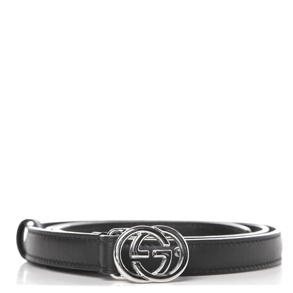 Gucci Moon Calfskin Nickel Interlocking G 20mm Belt 80 32 Black 1 of 4