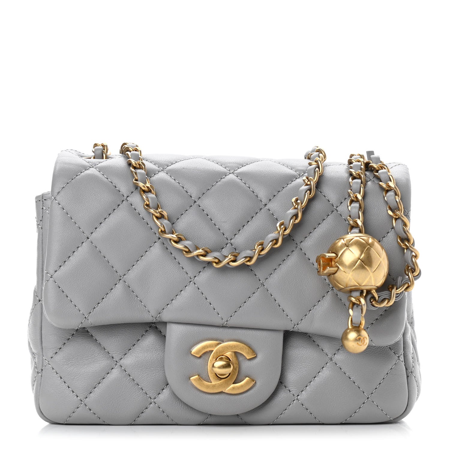 Chanel Lambskin Quilted Mini Pearl Crush Flap Light Grey 1 of 9