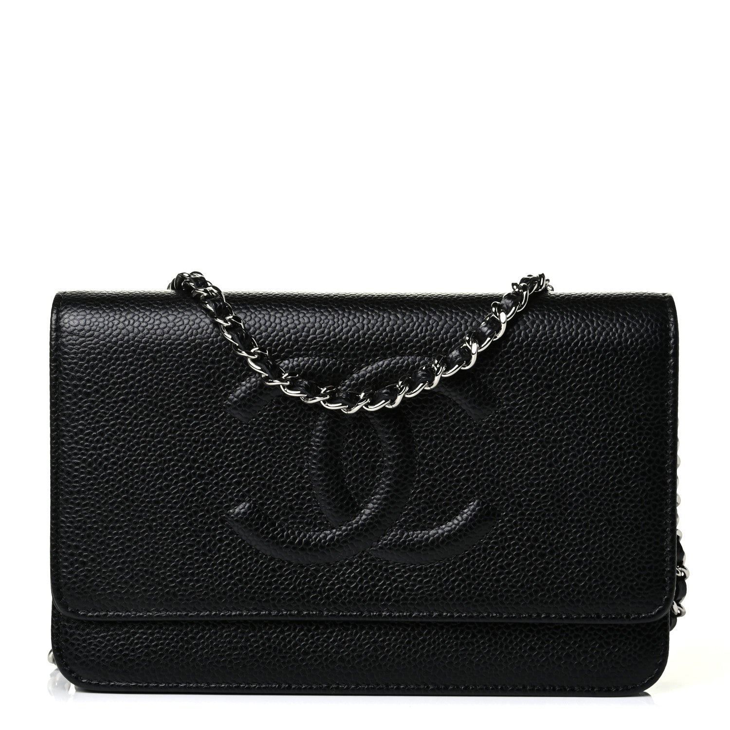 Chanel Caviar Timeless CC Wallet On Chain WOC Black 1 of 6