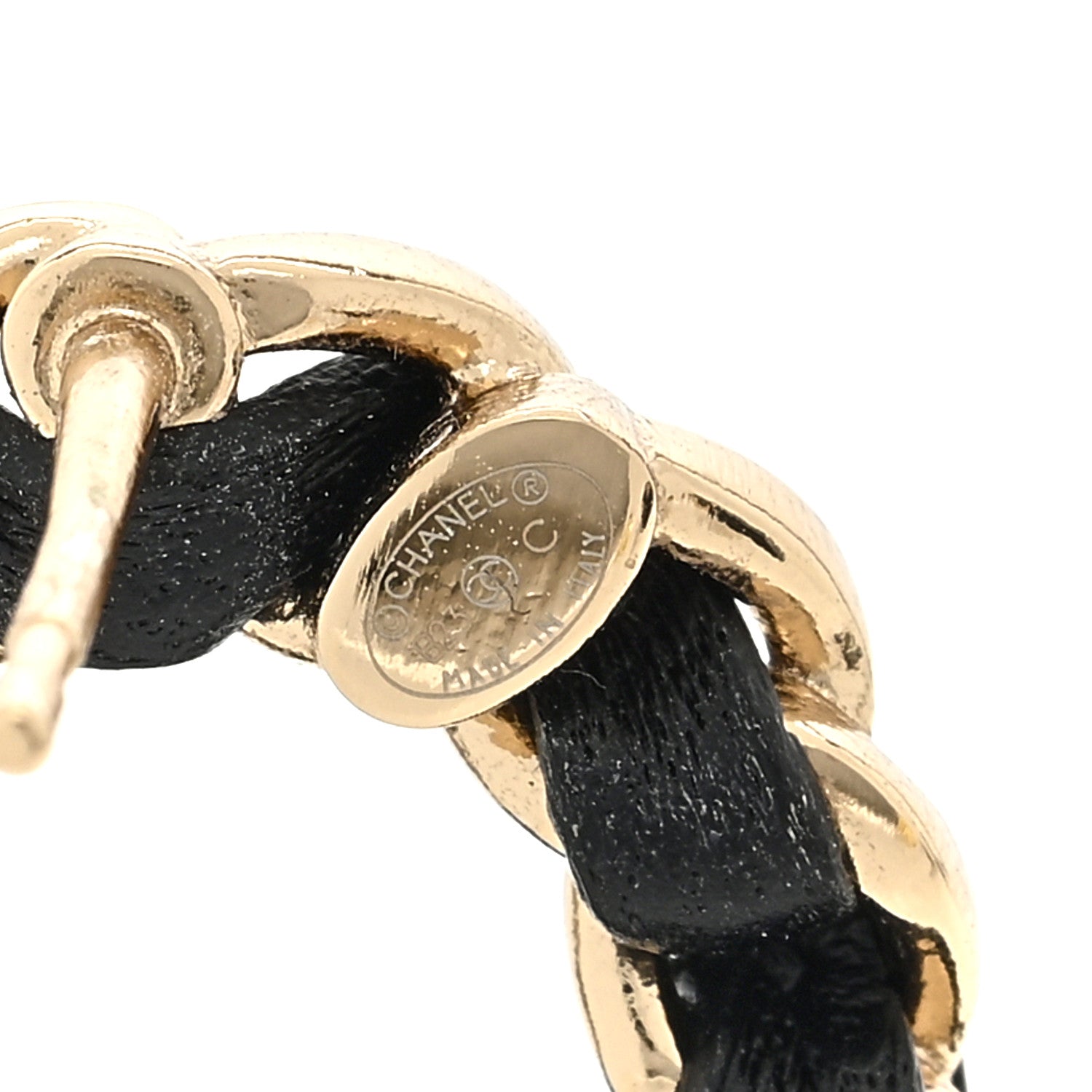 Chanel Metal Resin Lambskin Quilted CC Turnlock Chain Flap Bag Earrings Black Gold 4 of 4