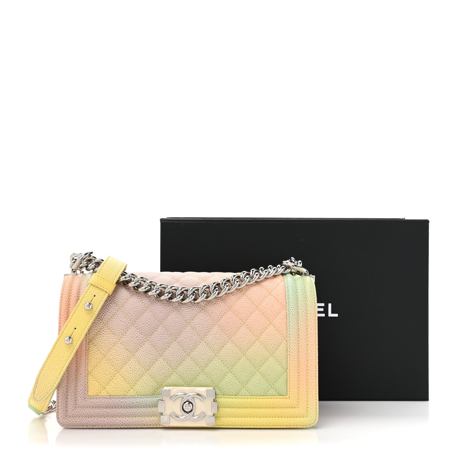 Chanel Caviar Quilted Medium Cuba Rainbow Boy Flap Multicolor 11 of 11