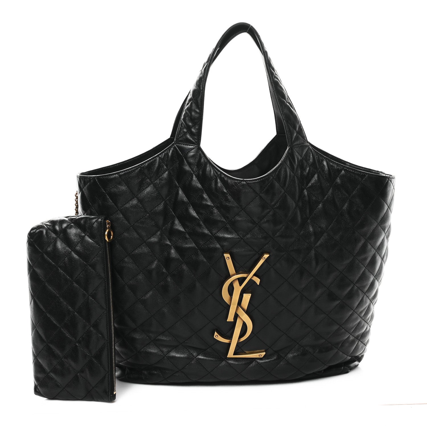 Saint Laurent Lambskin Quilted Maxi Icare Shopping Tote Black 3 of 14