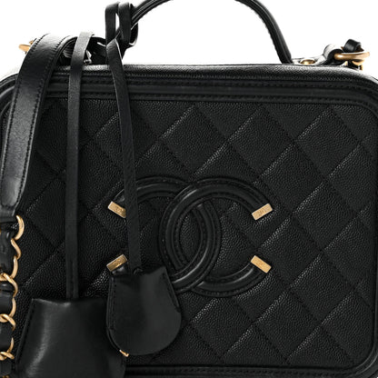 Chanel Caviar Quilted Medium CC Filigree Vanity Case Black 8 of 11