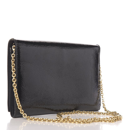 Saint Laurent Textured Patent Belle de Jour Chain Clutch Black 3 of 12