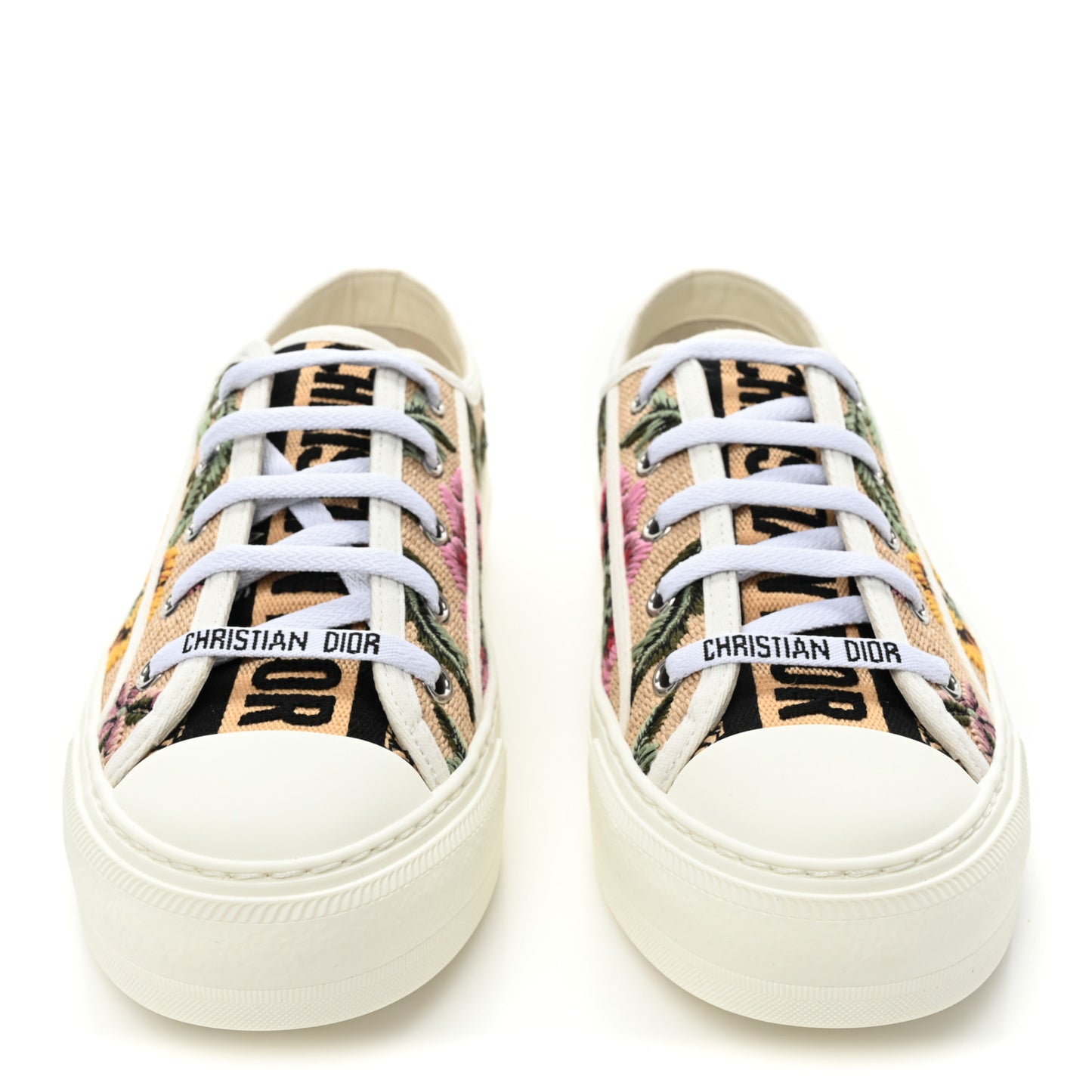 Canvas Rosa Mutabilis Embroidered Womens Walk'N'Dior Low Top Sneakers 38 Multicolor