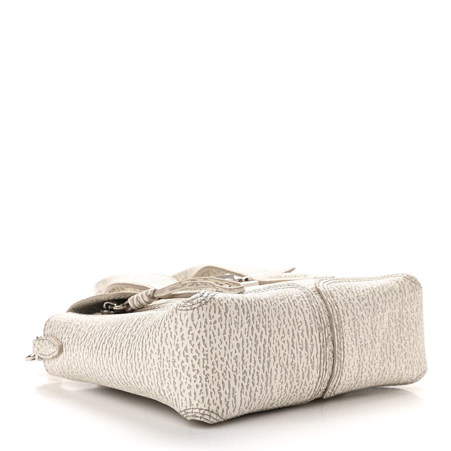 Shark Embossed Textured Calfskin Mini Pashli Satchel Ivory Dove