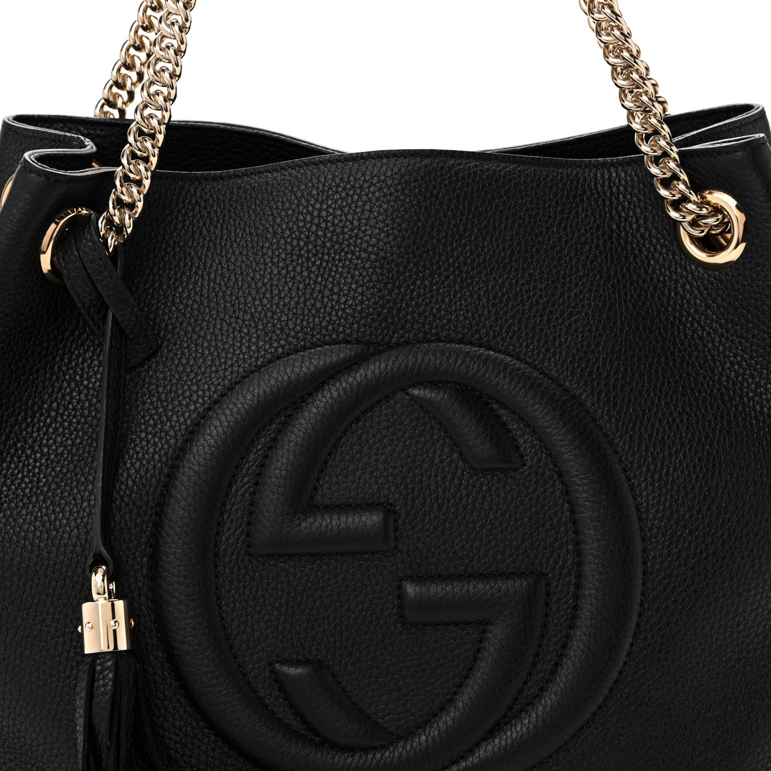 Gucci Pebbled Calfskin Medium Soho Chain Shoulder Bag Black 7 of 9