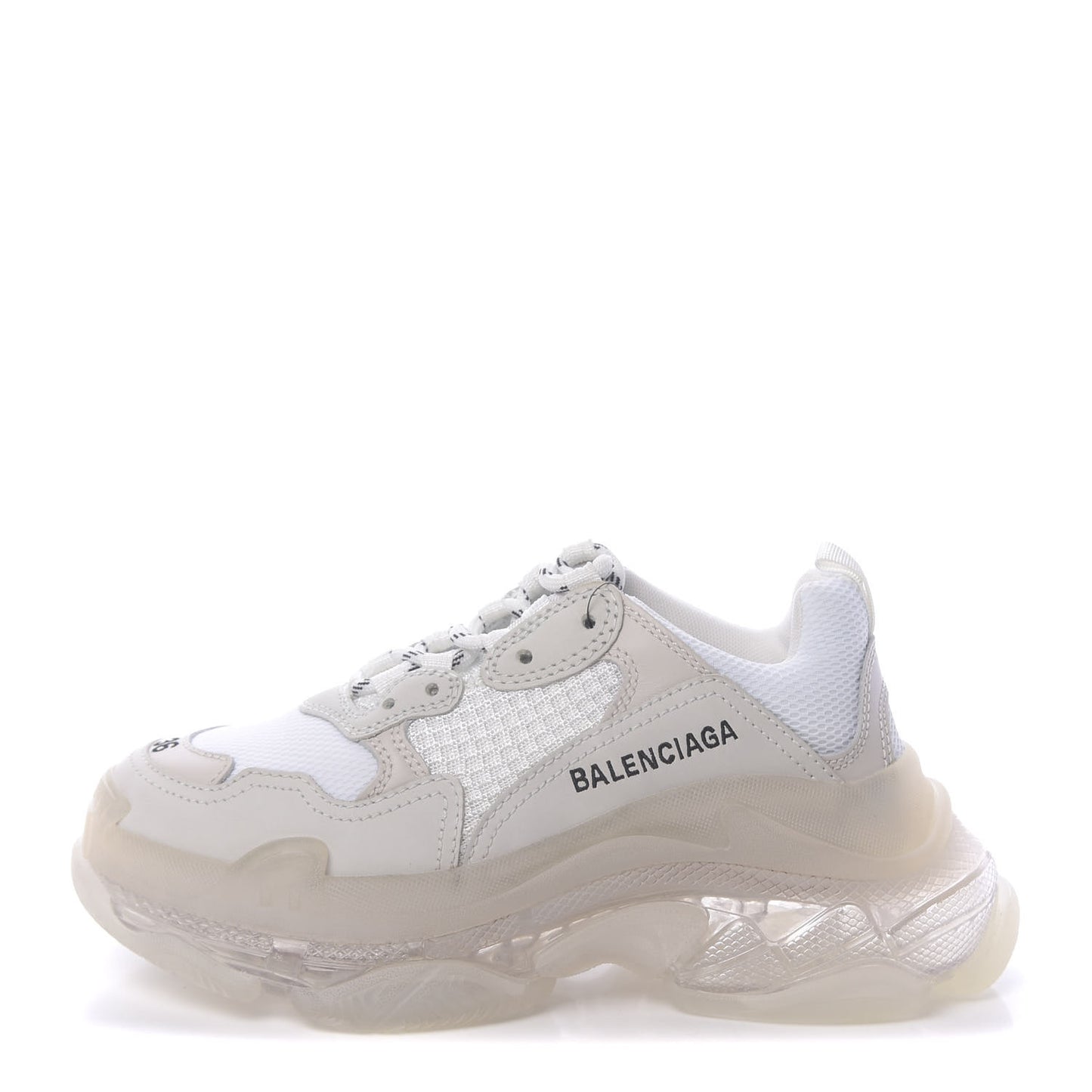 Fabric Mesh Clear Sole Womens Triple S Sneakers 36 White