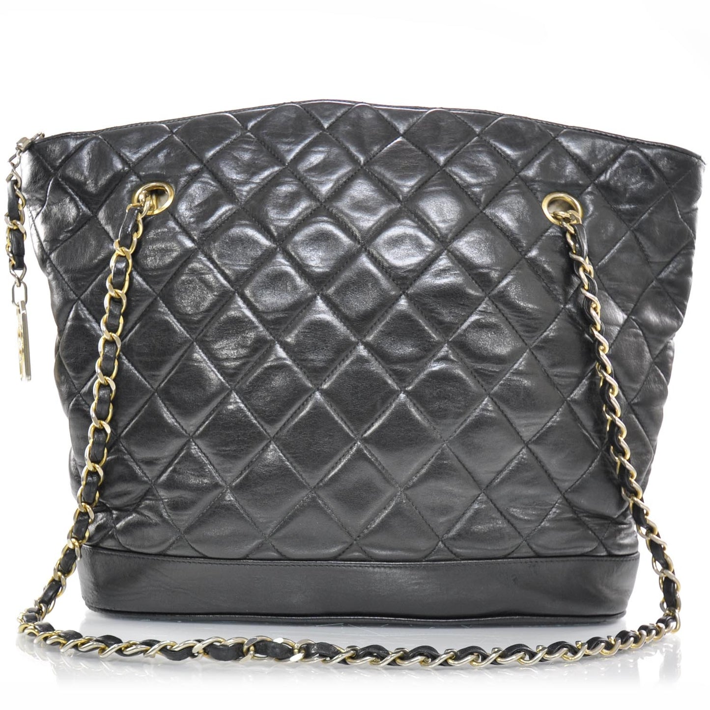 Lambskin Quilted Shopper Tote Black GHW