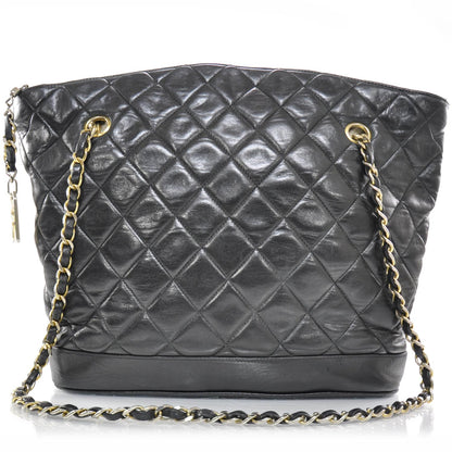 Chanel Lambskin Quilted Shopper Tote Black GHW 1 of 9