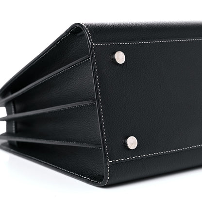Saint Laurent Grained Calfskin Topstitch Small Sac De Jour Black Porcelain 7 of 12
