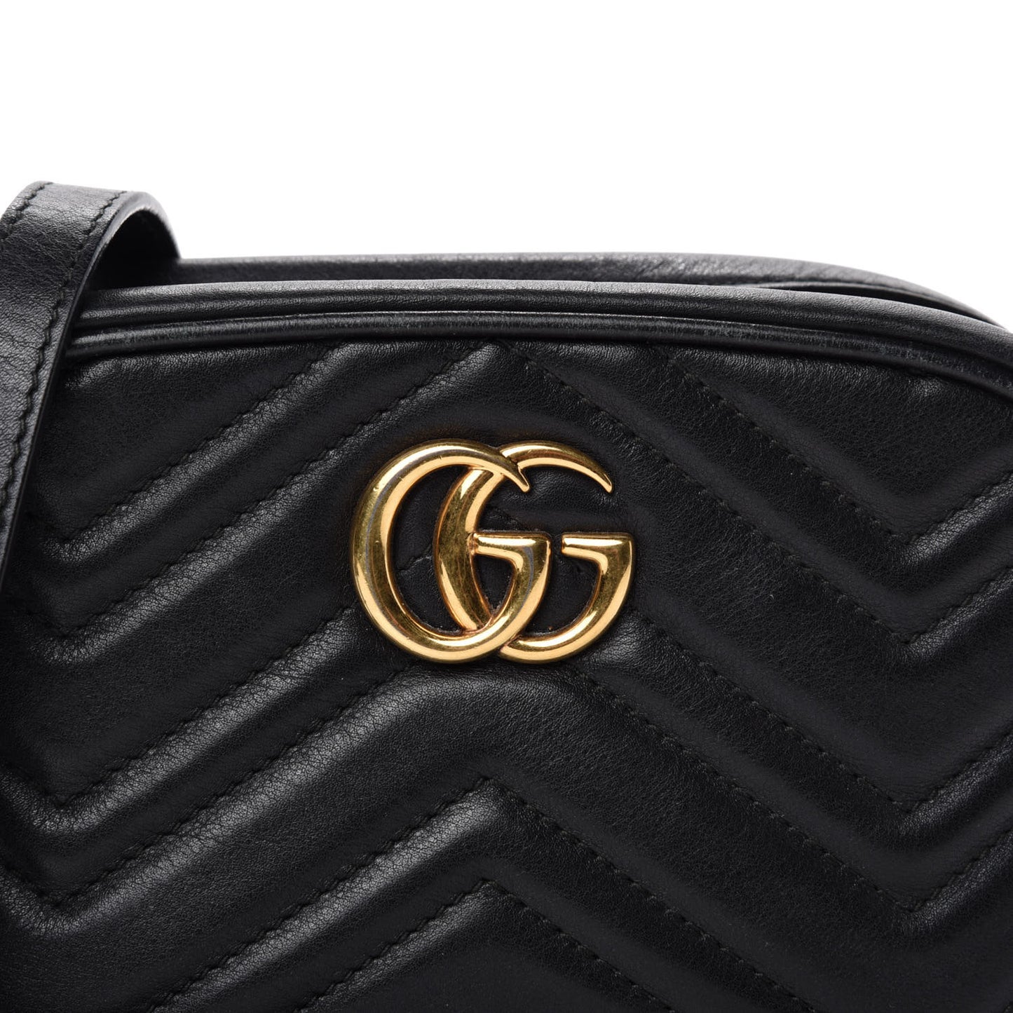 Calfskin Matelasse Mini GG Marmont Chain Shoulder Bag Black