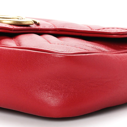 Gucci Calfskin Matelasse Super Mini GG Marmont Shoulder Bag Hibiscus Red 10 of 10