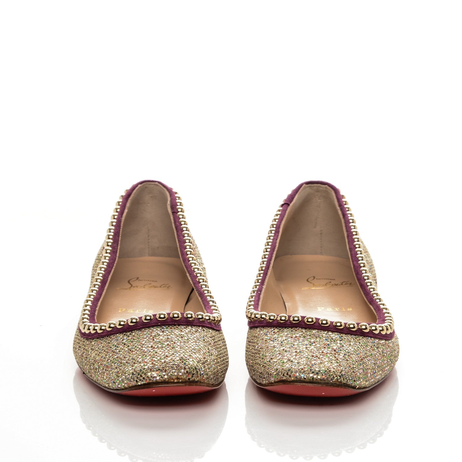 Christian Louboutin Suede Glitter Studded Rotapla Ballarina Flats 40.5 2 of 9