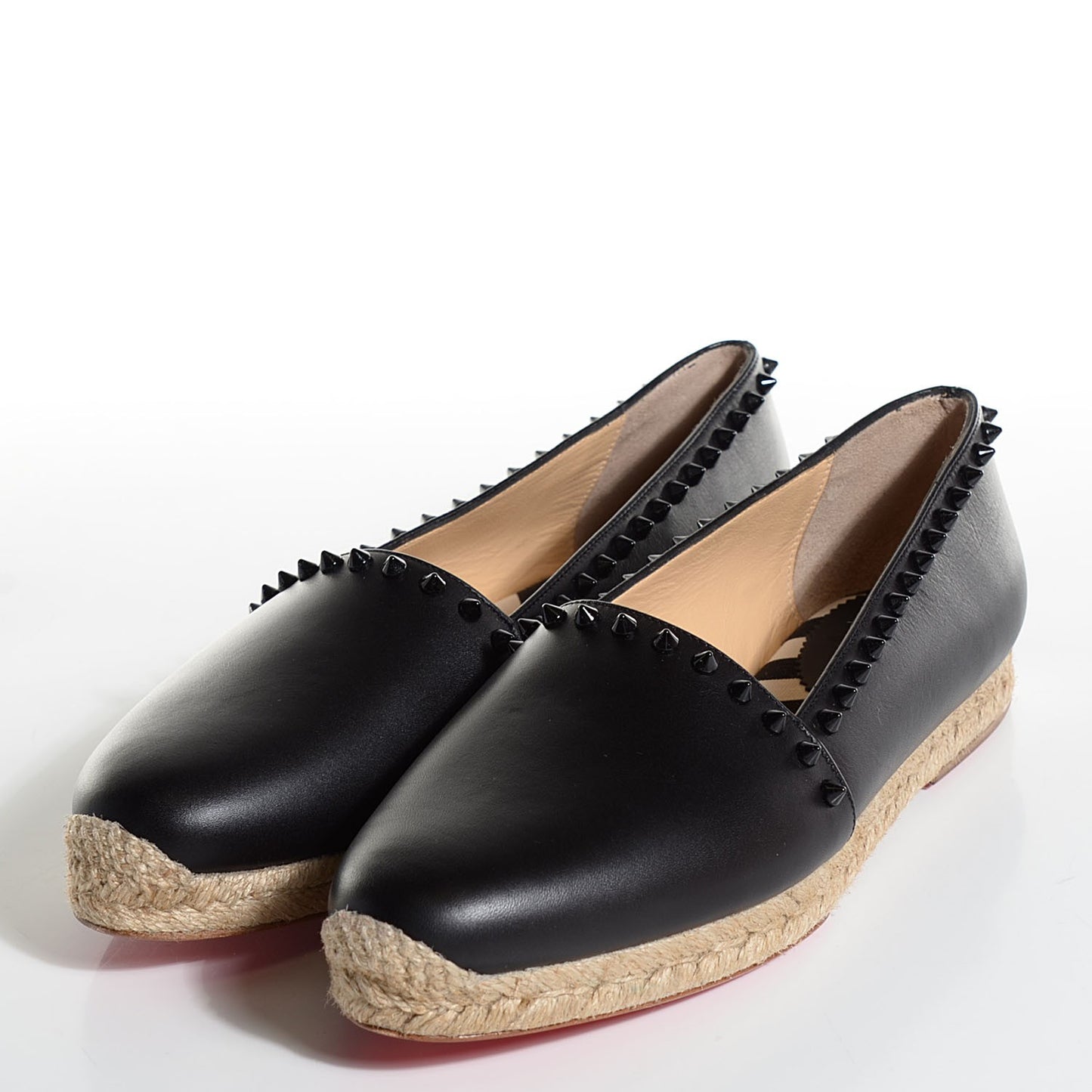 CHRISTIAN LOUBOUTIN Calfskin Ares Flat Espadrilles 41 11 Black
