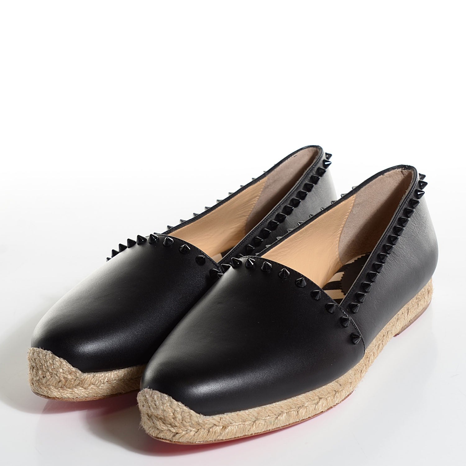 Christian Louboutin CHRISTIAN LOUBOUTIN Calfskin Ares Flat Espadrilles 41 11 Black 3 of 8