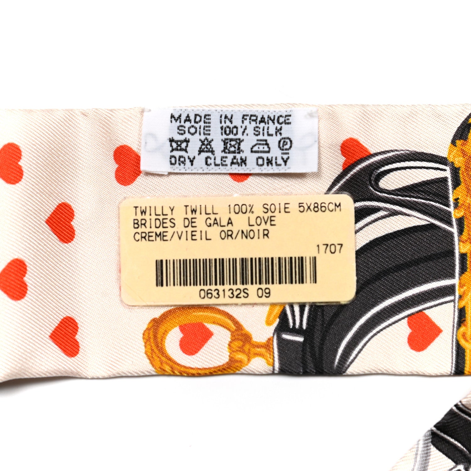 Hermes Silk Brides de Gala Love Twilly Creme Vieil Or Black 4 of 5