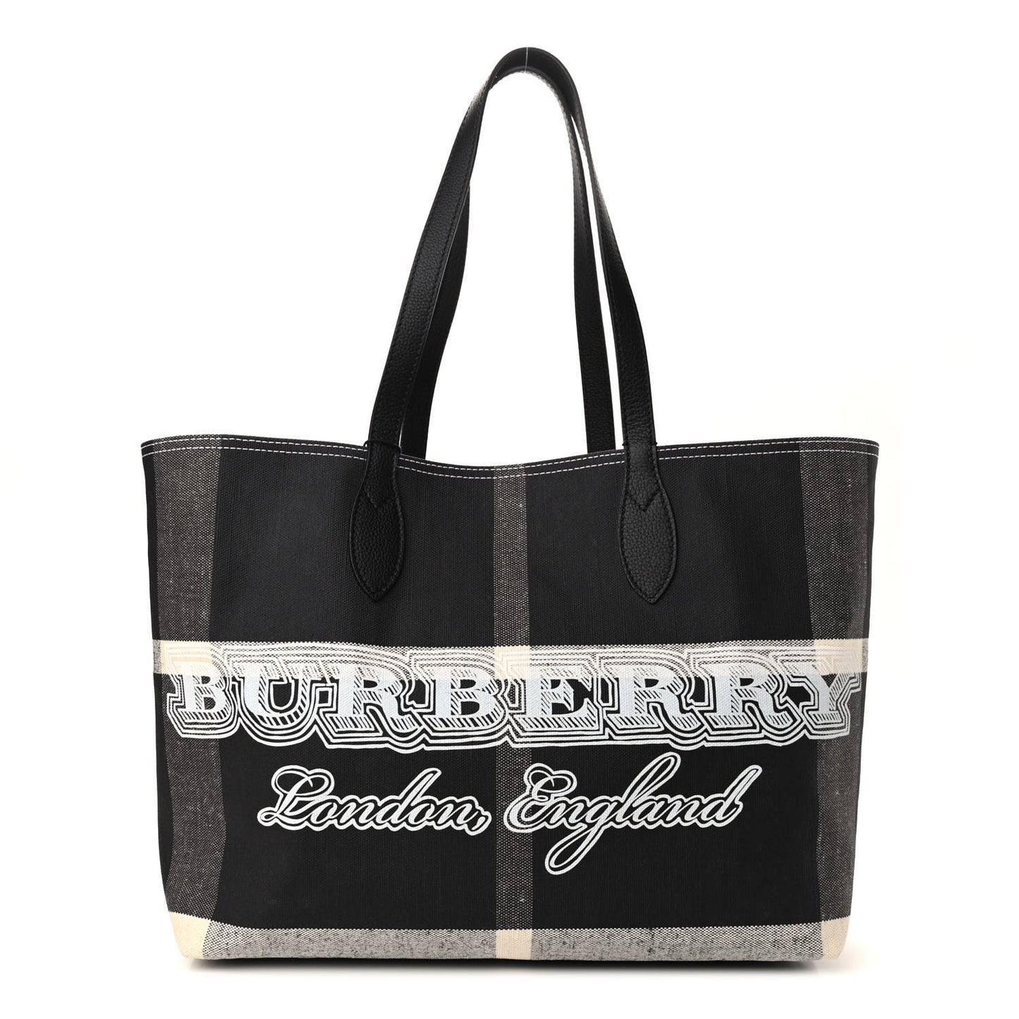 Coated Canvas Mega Check Medium Doodle Tote Black