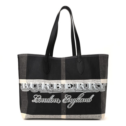 Burberry Coated Canvas Mega Check Medium Doodle Tote Black 1 of 8