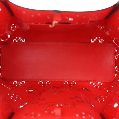 Christian Louboutin Calfskin Loubinthesky Small Perforated Cabarock Spikes Tote Snow 5 of 9