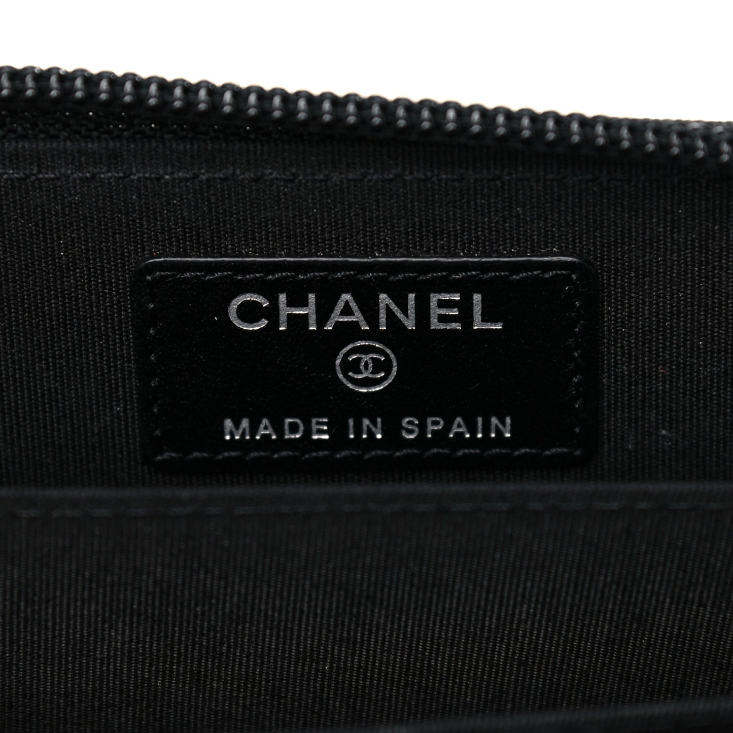 Caviar Chevron Quilted Boy Zip Around Coin Purse Wallet Black