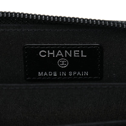 Chanel Caviar Chevron Quilted Boy Zip Around Coin Purse Wallet Black 6 of 10