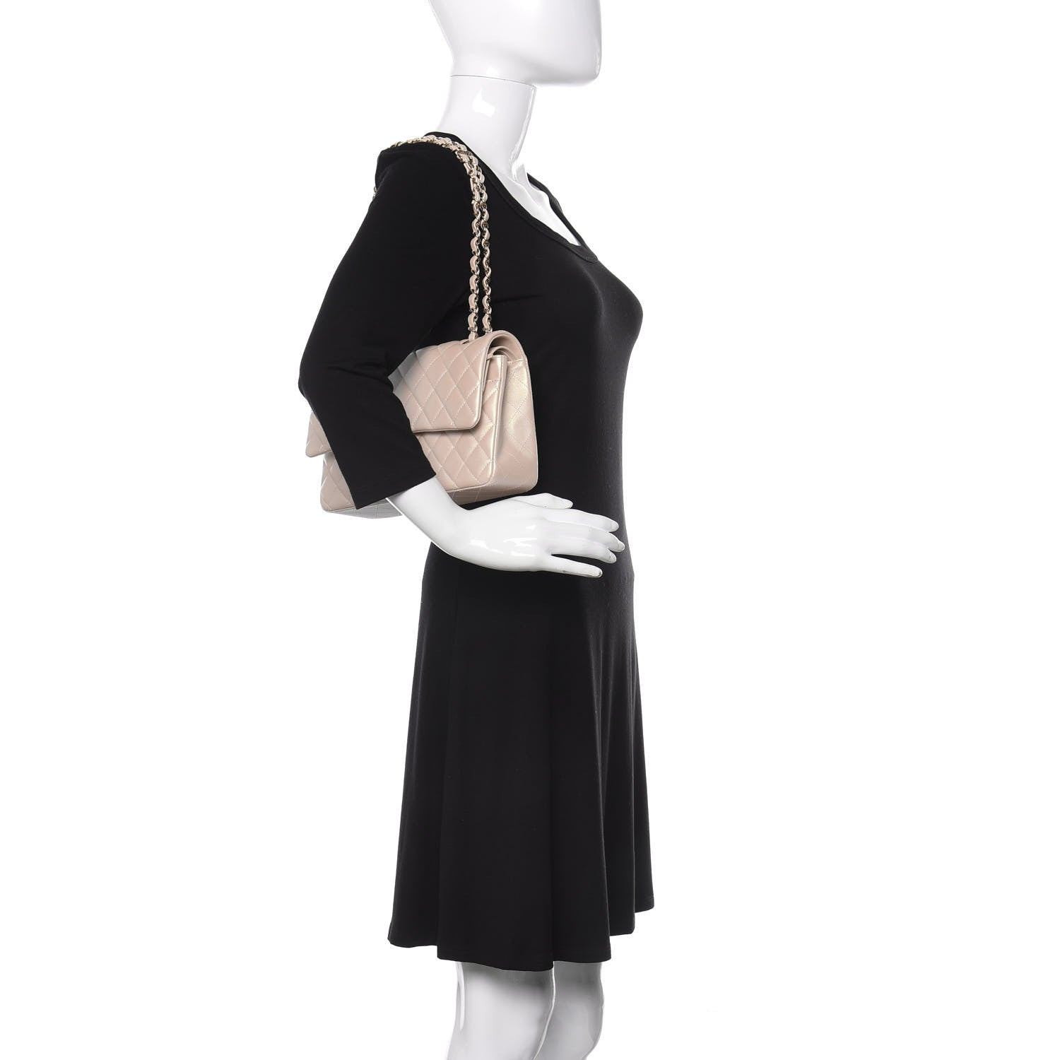 Chanel Iridescent Calfskin Quilted Medium Double Flap Beige 2 of 10
