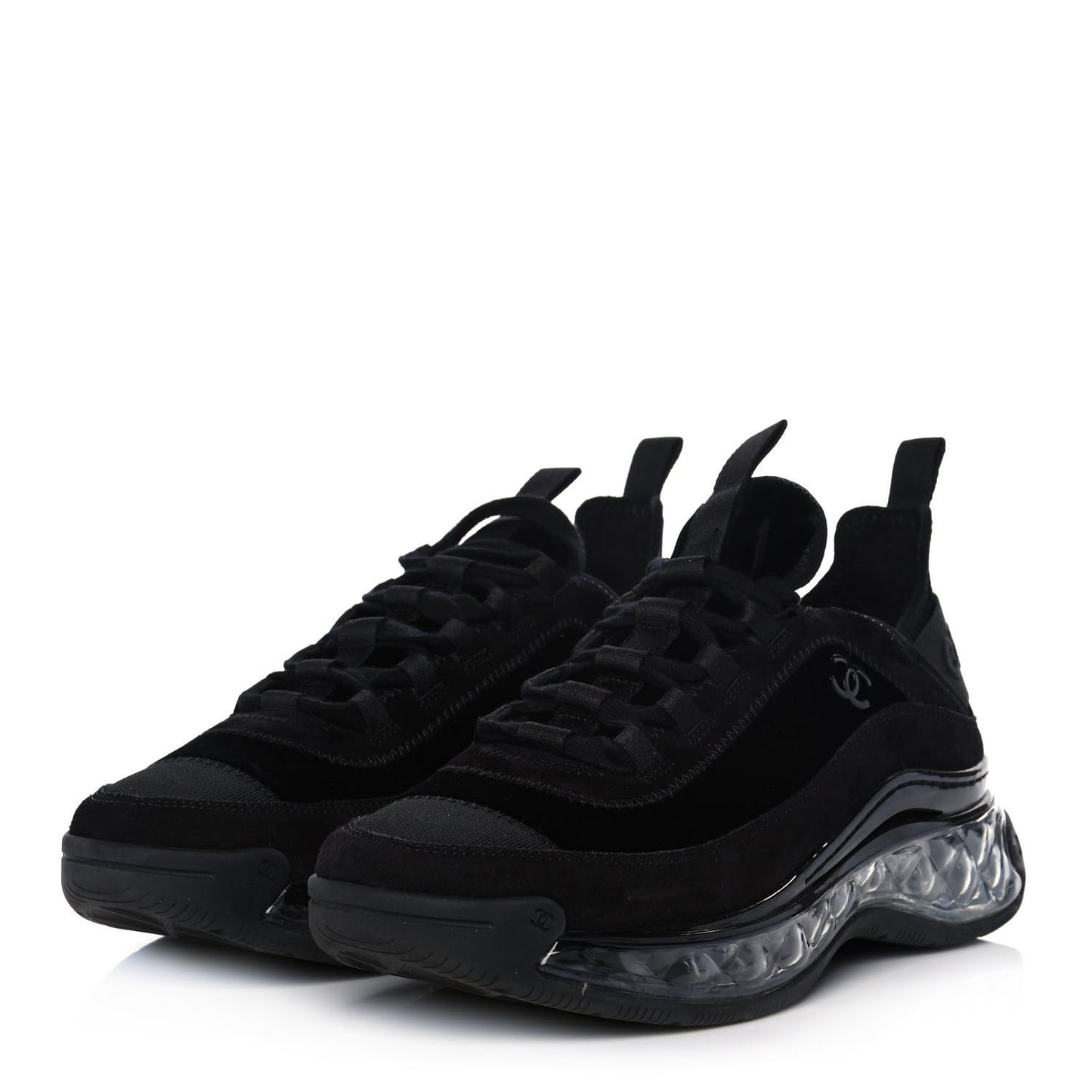 Suede Calfskin Velvet Grosgrain CC Sneakers 39 Black