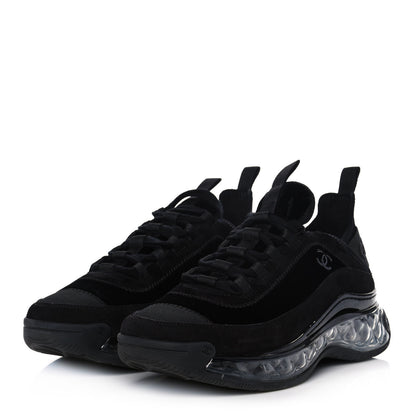 Chanel Suede Calfskin Velvet Grosgrain CC Sneakers 39 Black 3 of 9