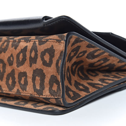 Givenchy Calfskin Suede Leopard Print Small GV3 Shoulder Bag Black Chestnut 9 of 9