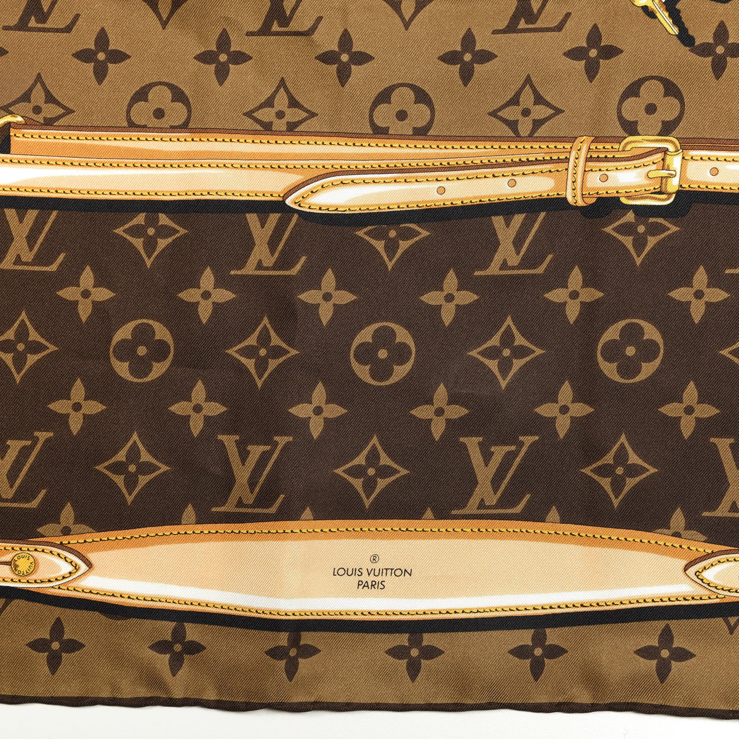 Louis Vuitton Silk Monogram Confidential Square Scarf Brown 2 of 4