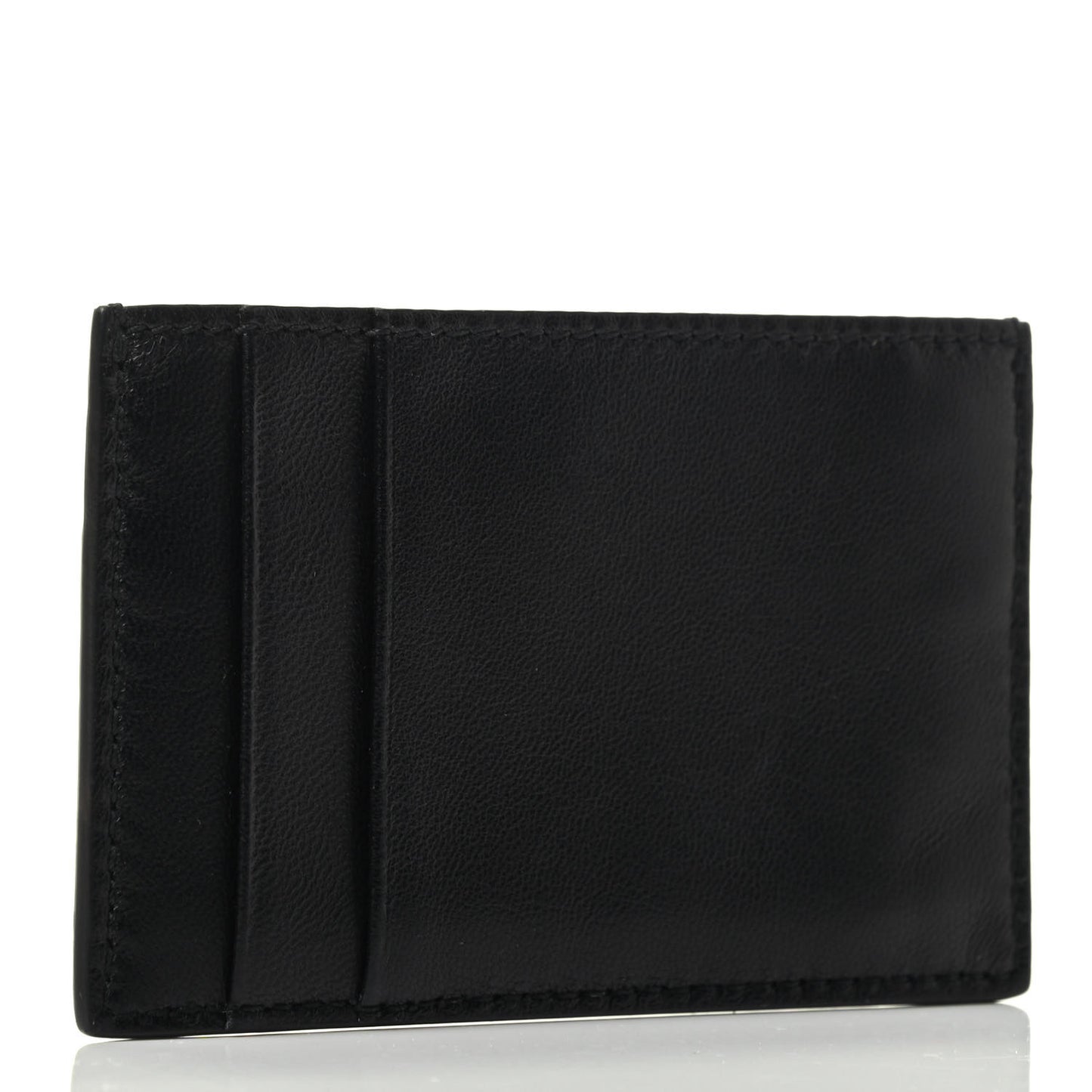 Calfskin Studded Card Holder Black