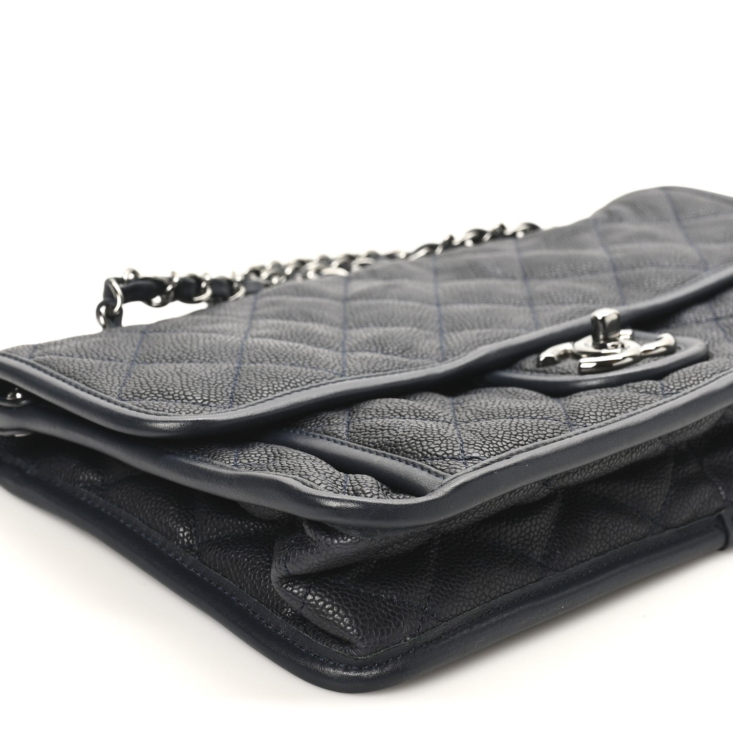 Chanel Caviar Quilted Medium French Riviera Flap Dark Navy Blue 9 of 10