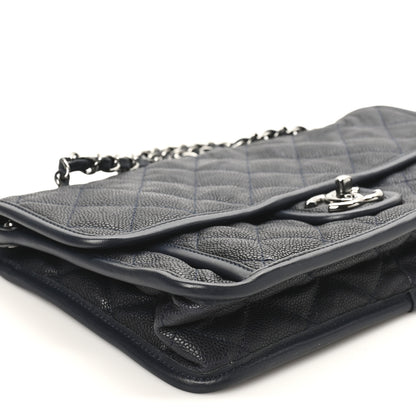 Chanel Caviar Quilted Medium French Riviera Flap Dark Navy Blue 9 of 10