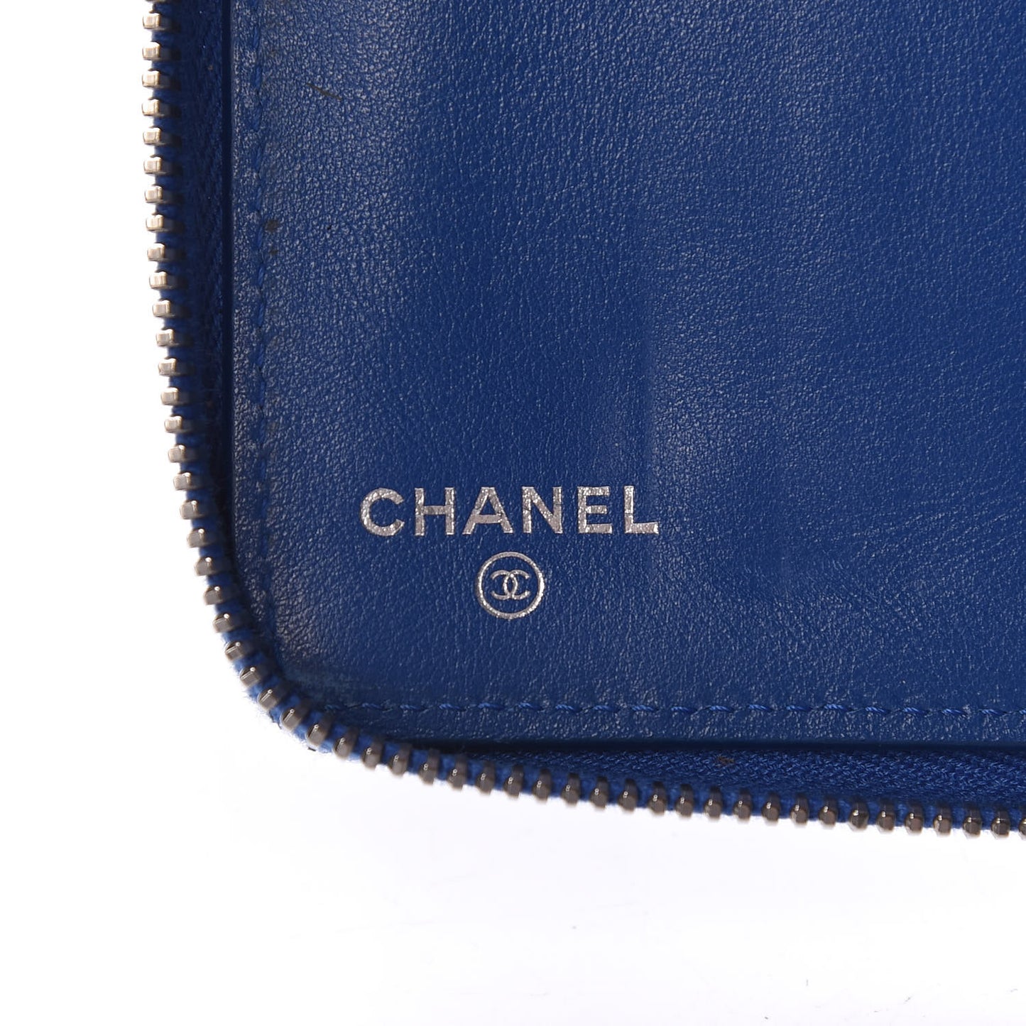 Patent Quilted Large Zip Around Organizer Wallet Blue
